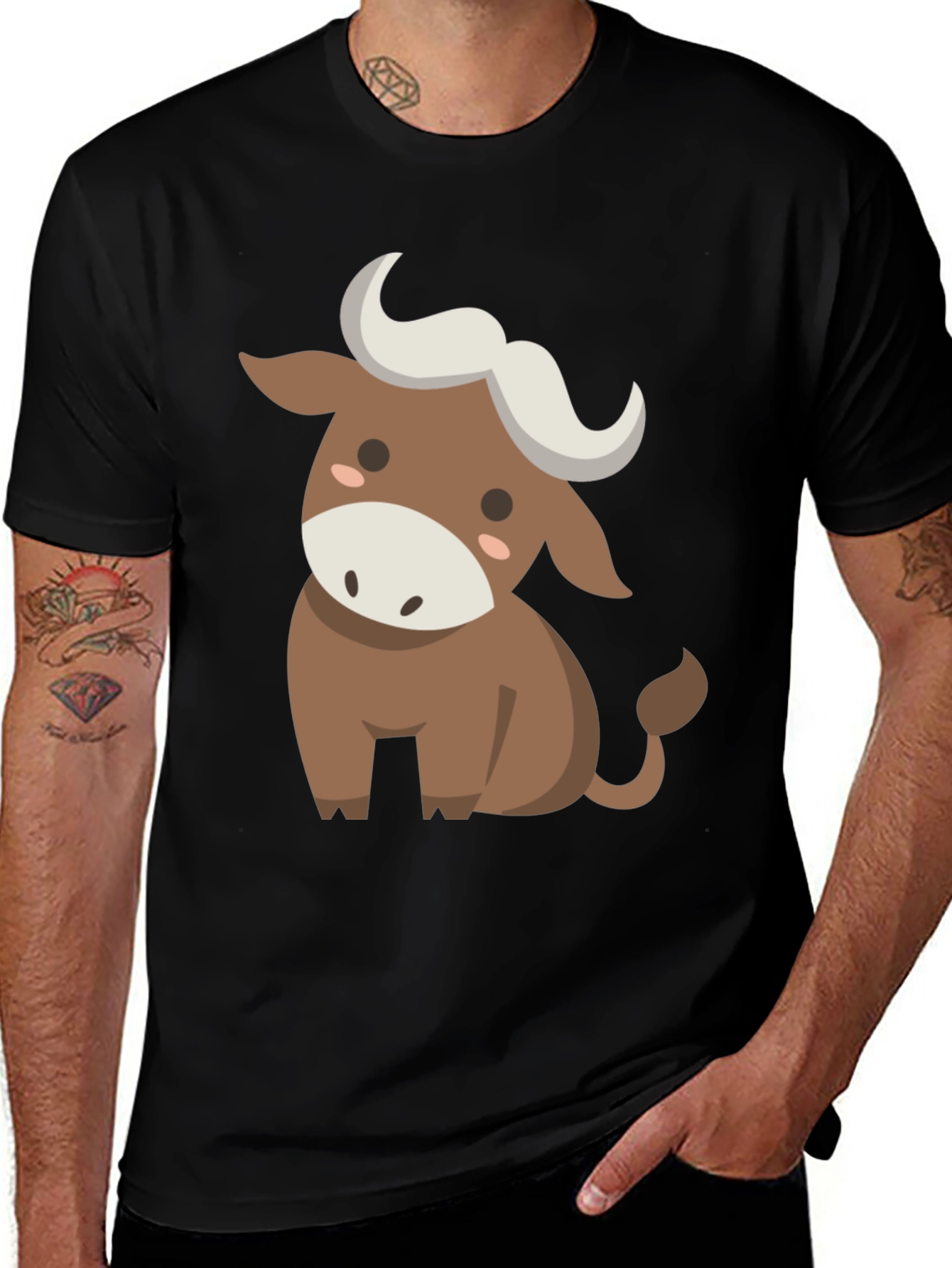 Cute Cartoon Bull Graphic Tee