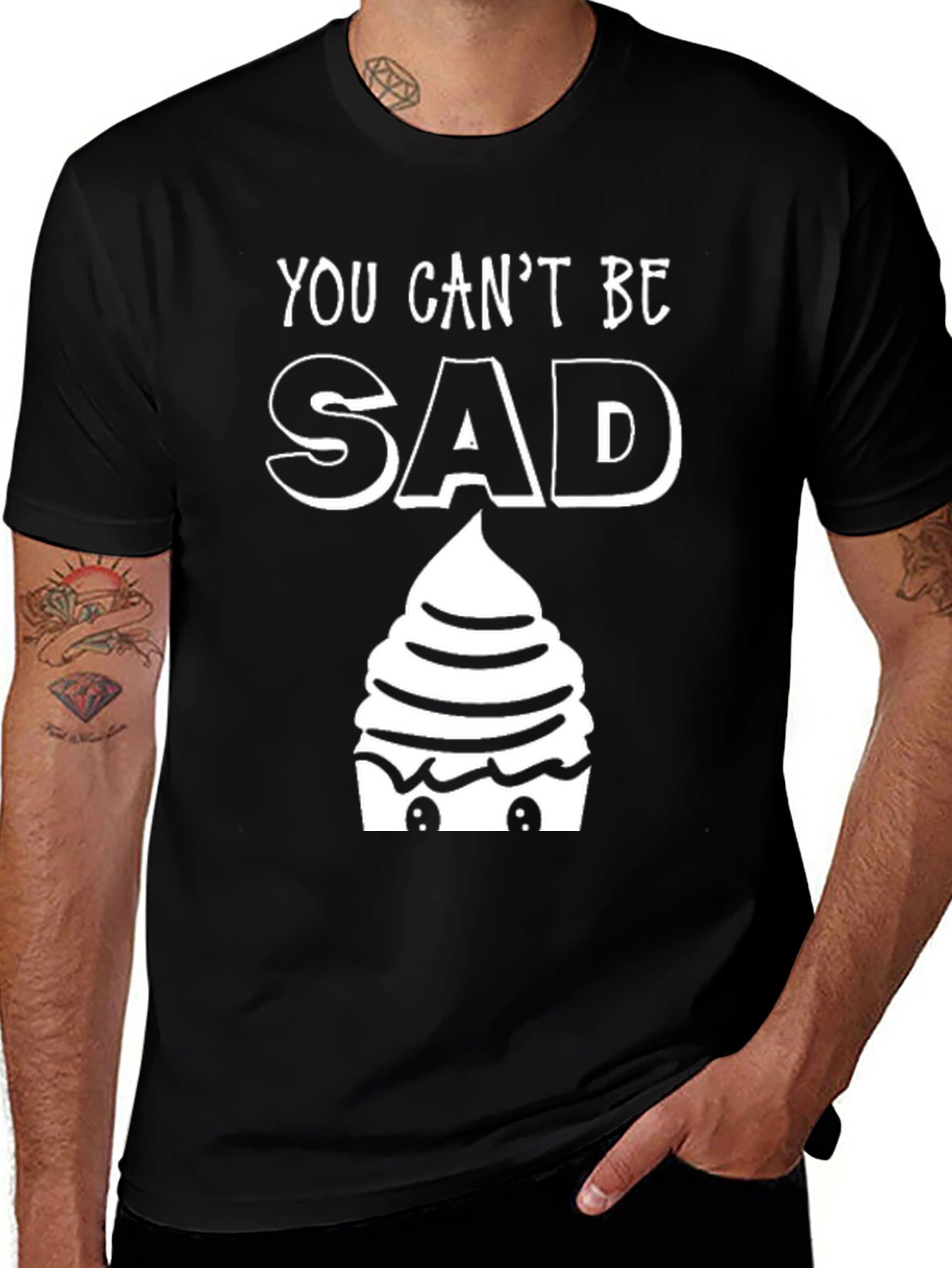 You Cant Be Sad Cupcake Graphic T-Shirt