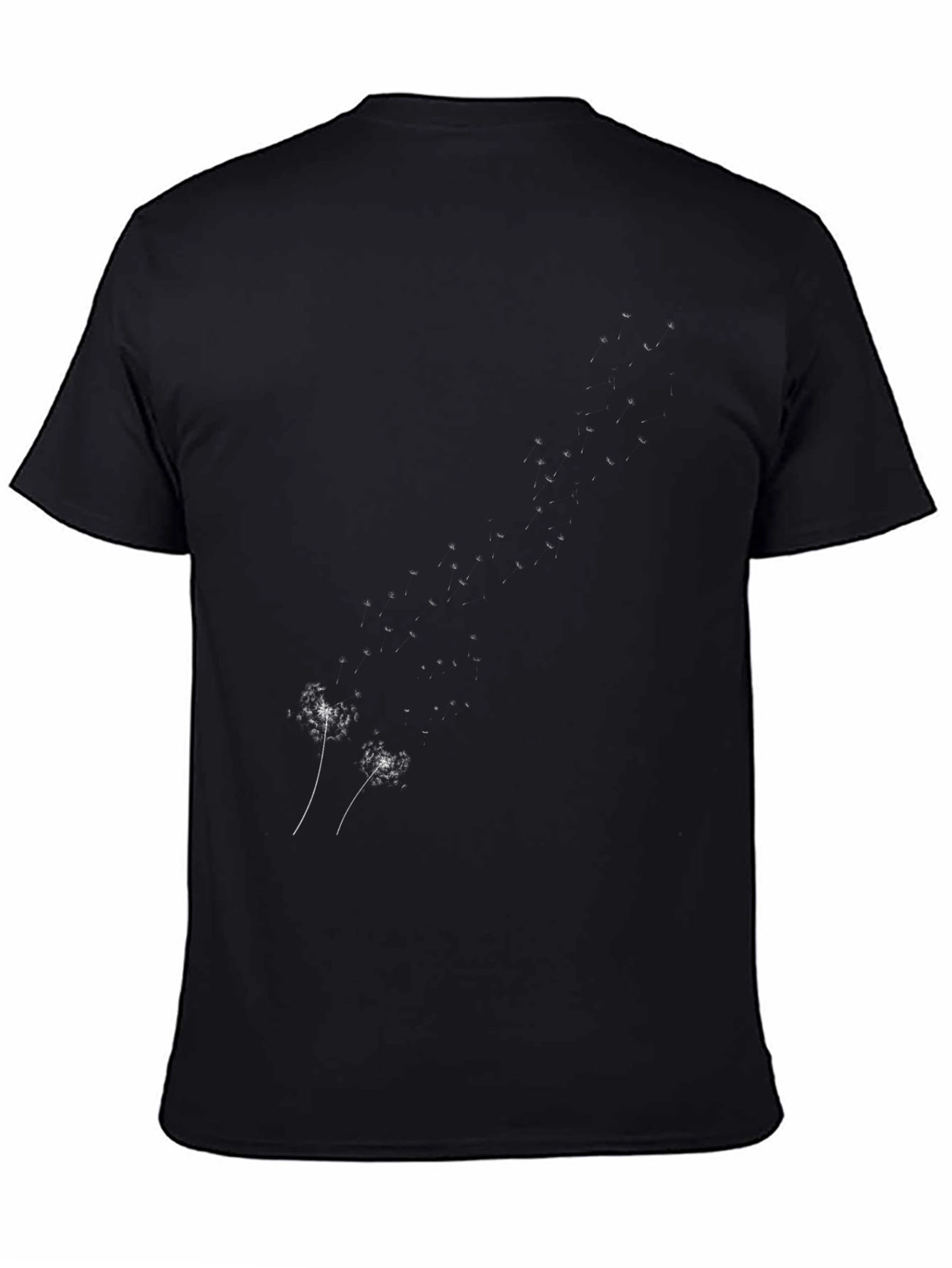 Dandelion Print Black T-Shirt - Casual Style