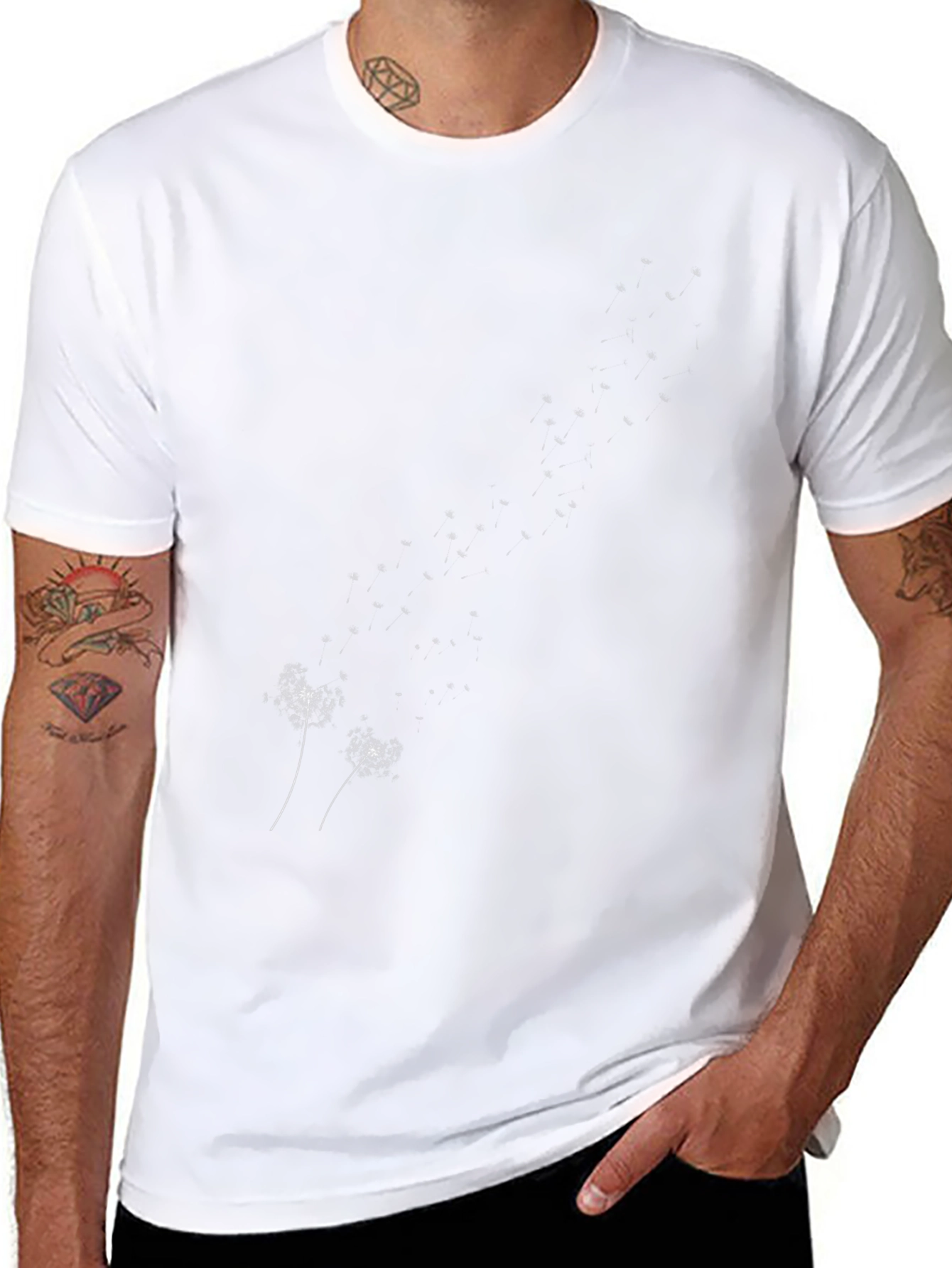 Dandelion Print Black T-Shirt - Casual Style