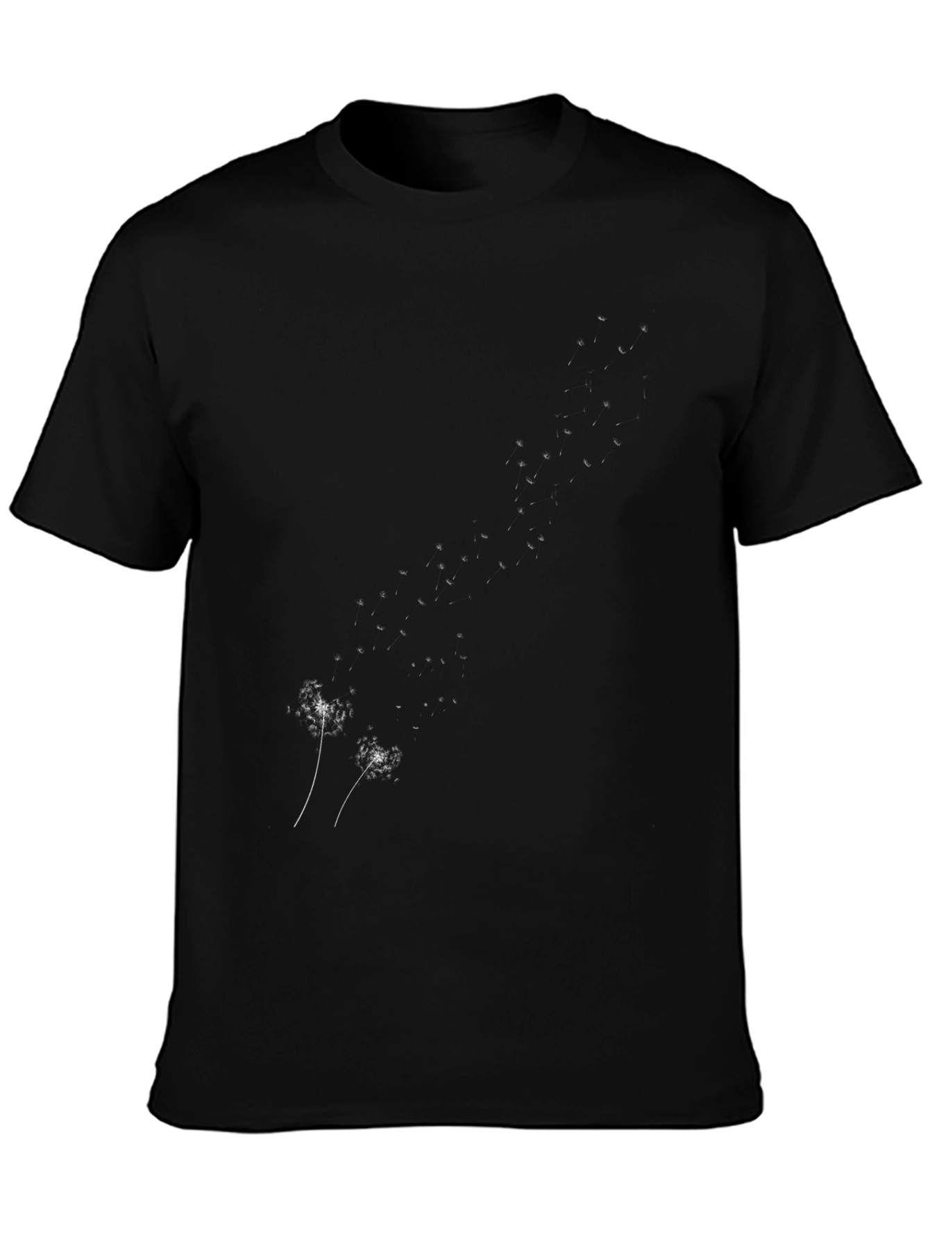Dandelion Print Black T-Shirt - Casual Style