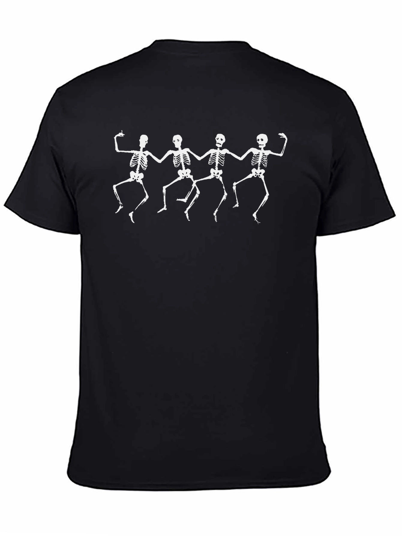 Dancing Skeletons Graphic Tee - Black Crew Neck Shirt
