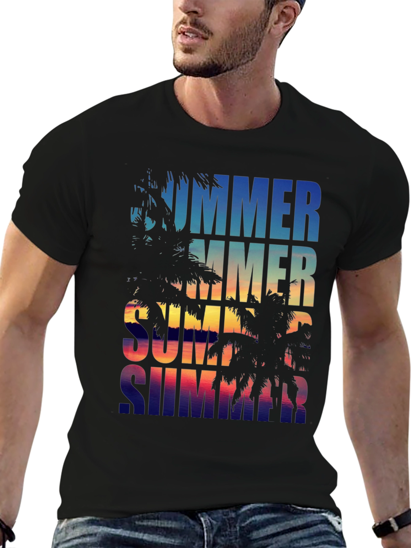 Summer Vibes Palm Tree Graphic Tee